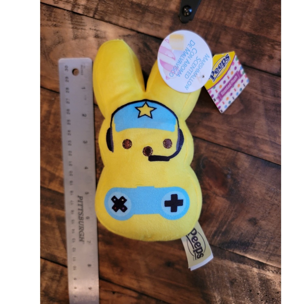Peeps Marshmallow‎ Scented Plush Bunny Gamer Yellow Blue Controller 7 Inch NEW